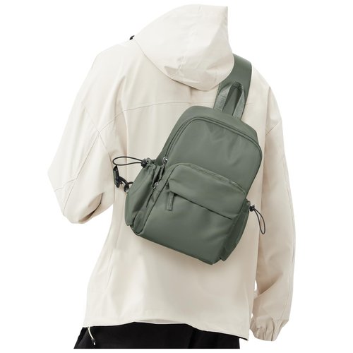 Sling Crossbody Bag for Men Women, Tactical Backpack Shoulder Daypack Mini Anti-Theft Motorcycle Chest Bags, Small One Strap Backpack for Casual Travel Hiking Outdoor Sports Green