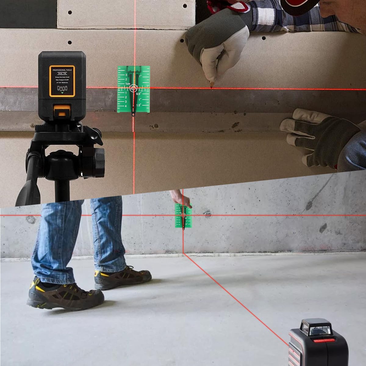 Fancyall Laser Targets, Magnetic Floor Laser Target Plate Card with Stand, Laser Target Card for Lasers Line Targets, Laser Levels Hunting Shooting Targets Accessories (Green)