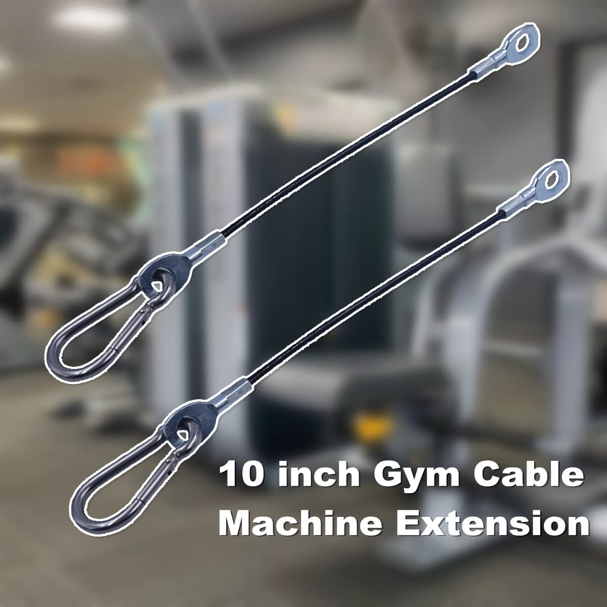 J Bryant 10" Cable Machine Extension Gym Cables (2 Pcs) with Stainless Steel Carabiner for Home Gym Pulley Systems