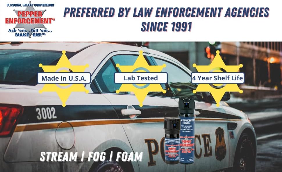 4 oz. Splatter Stream Pepper Spray for Self Defense - Maximum Police Strength 10% OC Formula, Emergency Personal Protection, Flip Top Safety for Quick and Accurate Aim