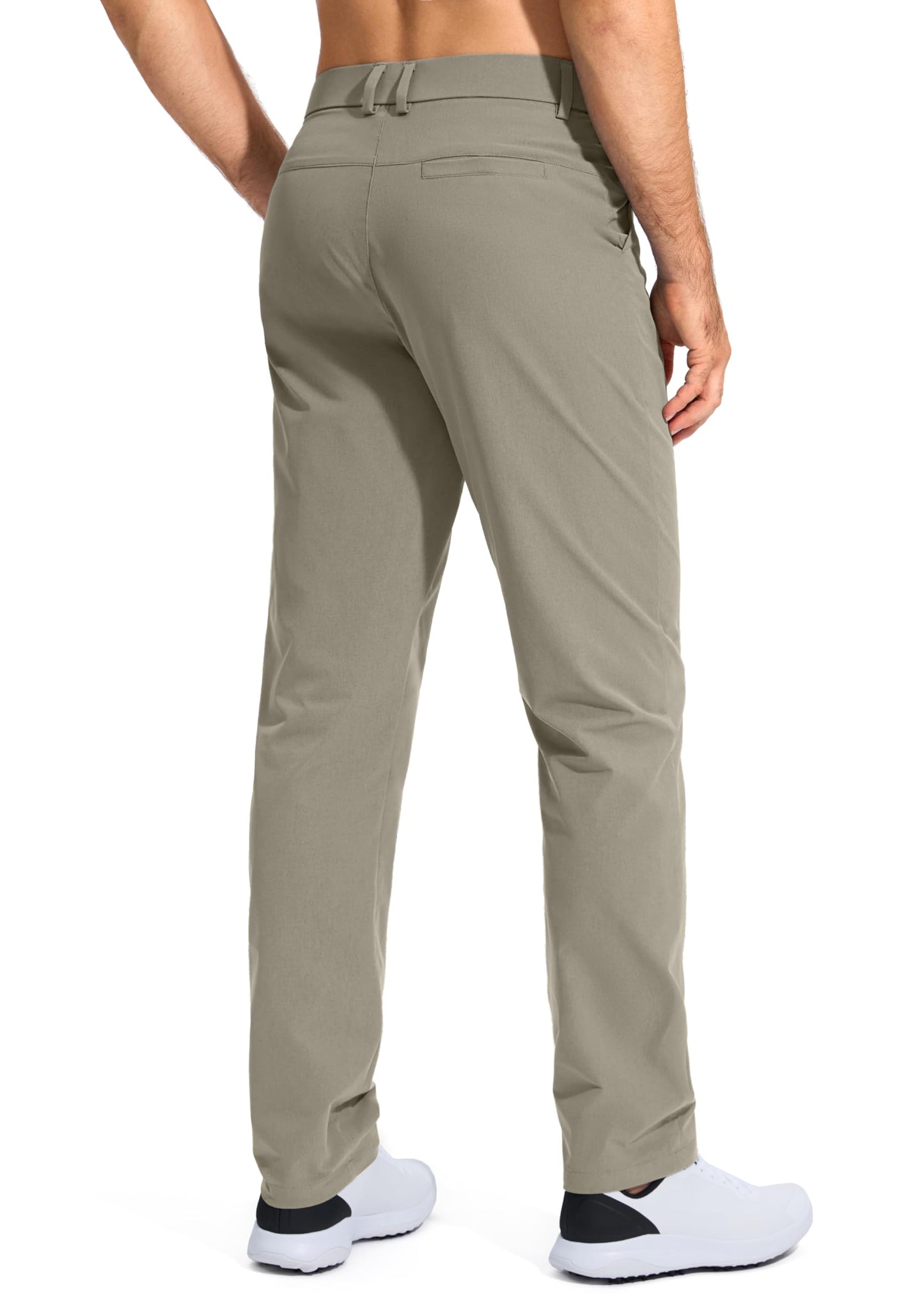 Pudolla Men's Golf Pants Work Dress Comfy Pants Casual Slacks Trousers with Pockets(Stone_Grey 33Wx32L)