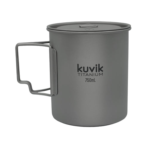 Kuvik Titanium Pot with Lid 750ml (25.4 oz) - Ultralight and Compact Pot for Backpacking, Camping, and Survival