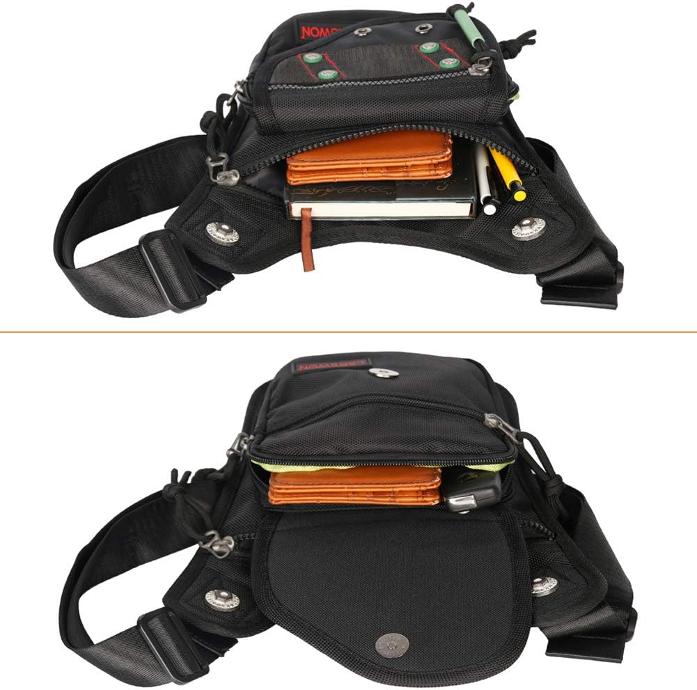 Thigh Pack, Leg Bag, Larswon Tactical Fanny Pack Hiking Bag Leg Pouch Black