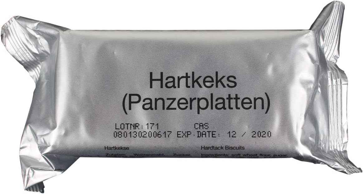 Genuine German Army Survival Food Pack - 4 Hardtack Biscuit Packs (125g) - NATO MRE Crackers