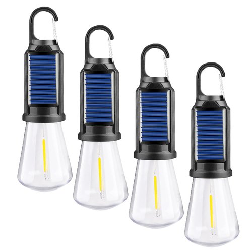 Solar Tent Camping Light Bulb Rechargeable Portable LED Camping Lantern3 Lighting Modes Tungsten Light Tent Lamp with Clip Hook for Camping, Hiking, Backpacking, Emergency Outage (T02)