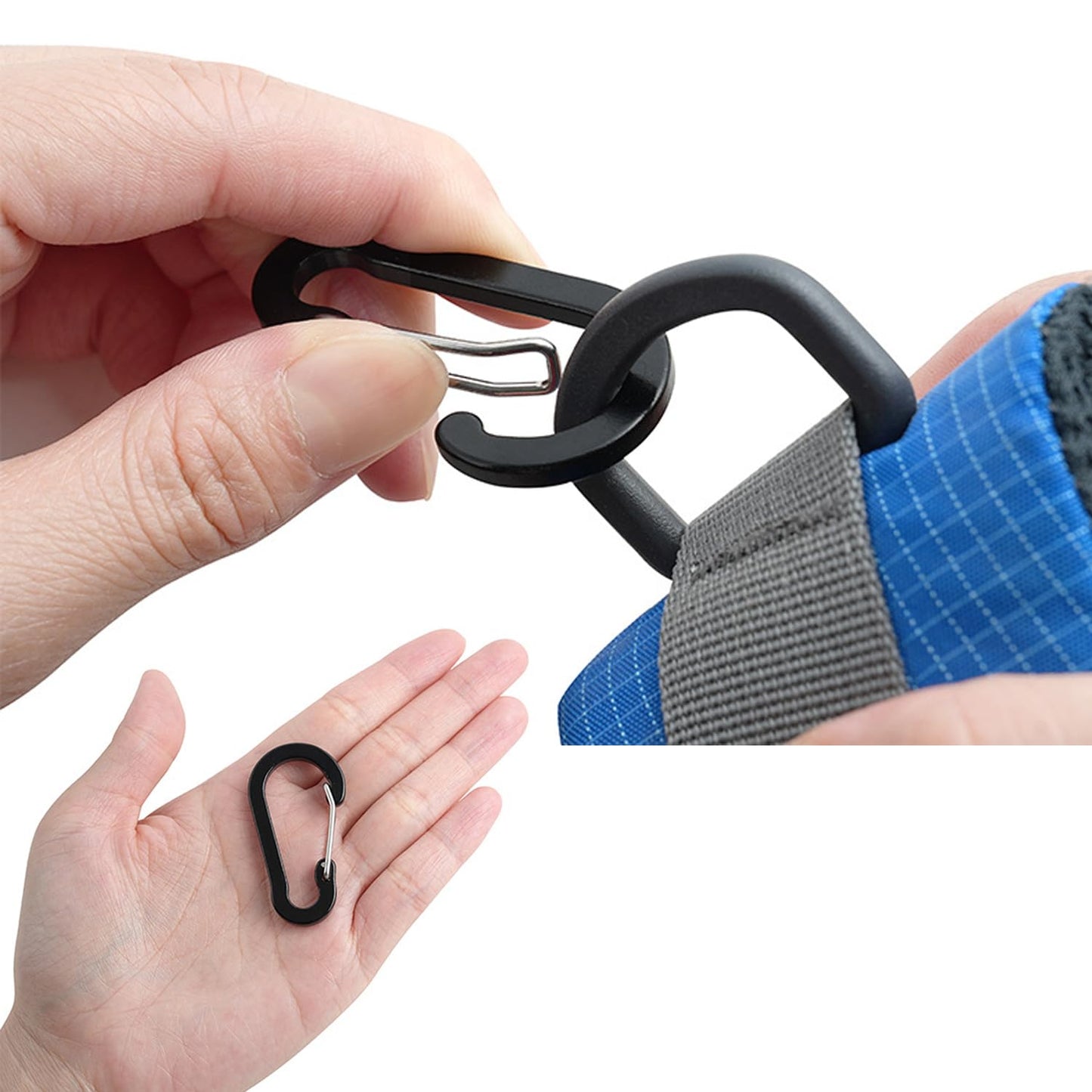 ArrErr 20 Pack Aluminum Carabiner Keychain Clip 2 Inch Lightweight D-Ring Caribeaners Spring Snap Hook with Flat Key Rings Carabeaner for Fishing Camping Hiking Outdoor Duffle Bag Daypack Backpack