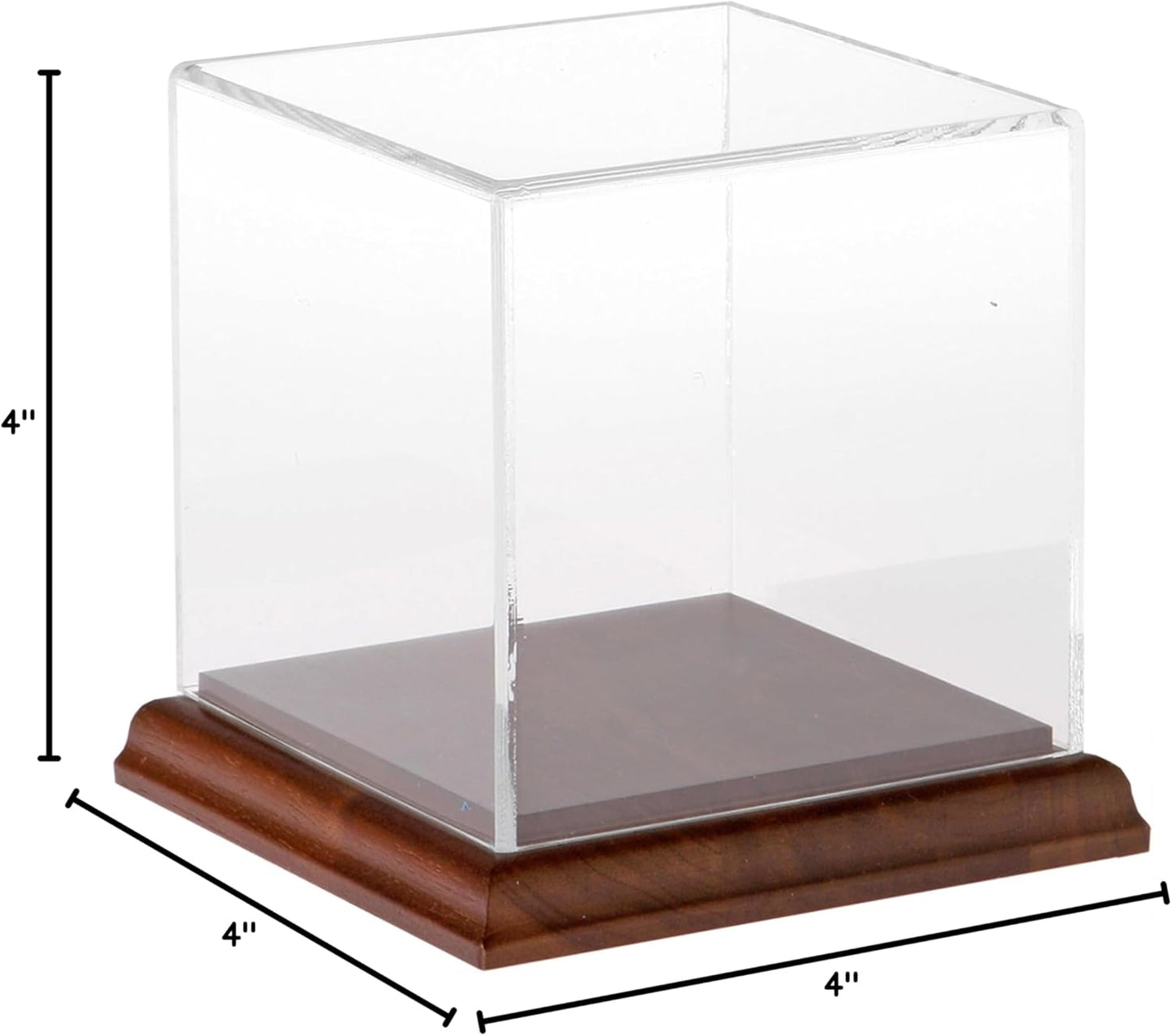 Plymor Clear Acrylic Display Case with Black Base, 4" x 4" x 4"
