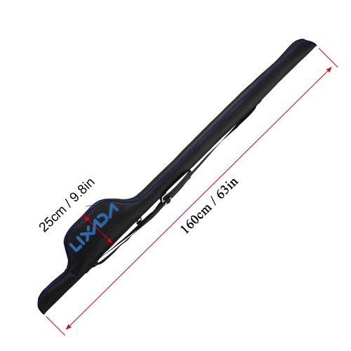 HUIOP Portable Fishing Case, 63" Folding Fishing Pole Holder, Large Capacity Rod Tackle Organizer Storage Bag