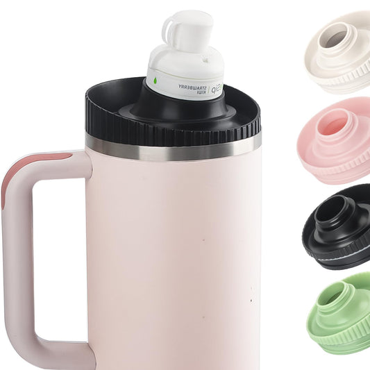 for Stanley Tumbler Adapter to Cirkul Flavors Cartridges, for Owala/Stanley Quencher Water Bottle Lid Replacement(40oz Only), BPA Free, Leak Proof, Black(Lid Only)