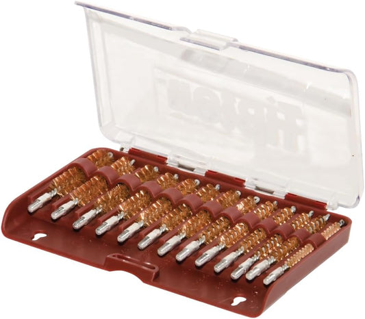 Tipton 13-Piece Bronze Bore Brush Set with Storage Case for Rifle Cleaning and Maintenance