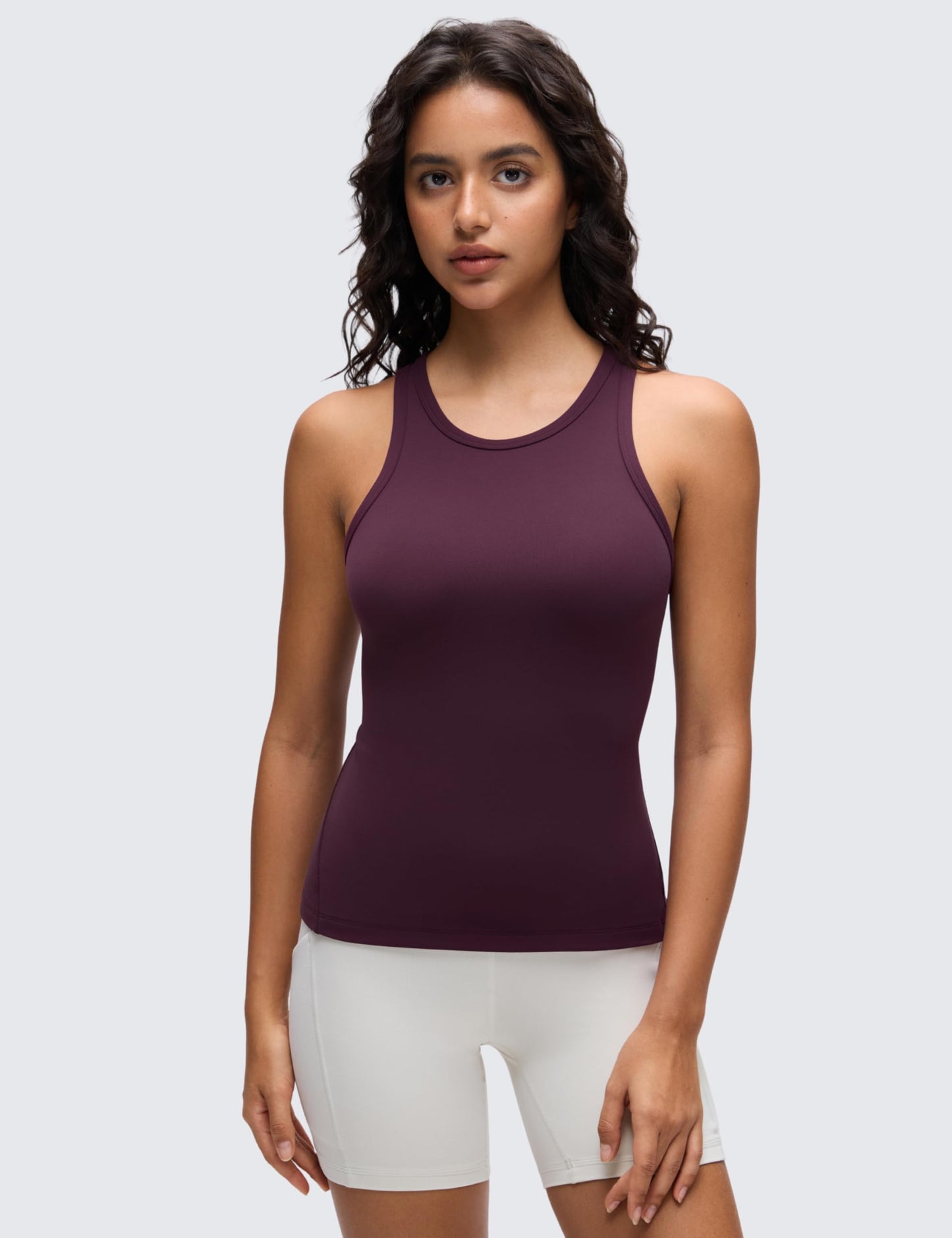 CRZ YOGA Butterluxe High Neck Tank Tops for Women - Yoga Workout Athletic Gym Camisole Racerback Sleeveless Shirts Cascadia Green Small