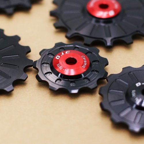 DJC Bike Ceramic Bearing Pulley Wheel 2pcs Guide Roller 11T 12T 13T 14T 15T 16T 17T MTB Road Bike Rear Derailleur for Shimano for Sram Pulley(Black 2pcs 11T)
