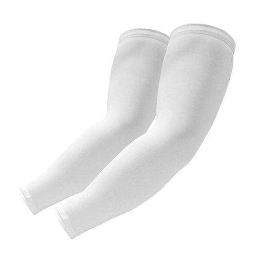 TClian Arm Sleeves for Men and Women - Sun Protection Cooling Compression Sleeve for Sports and Outdoor Activities (White, XXL)