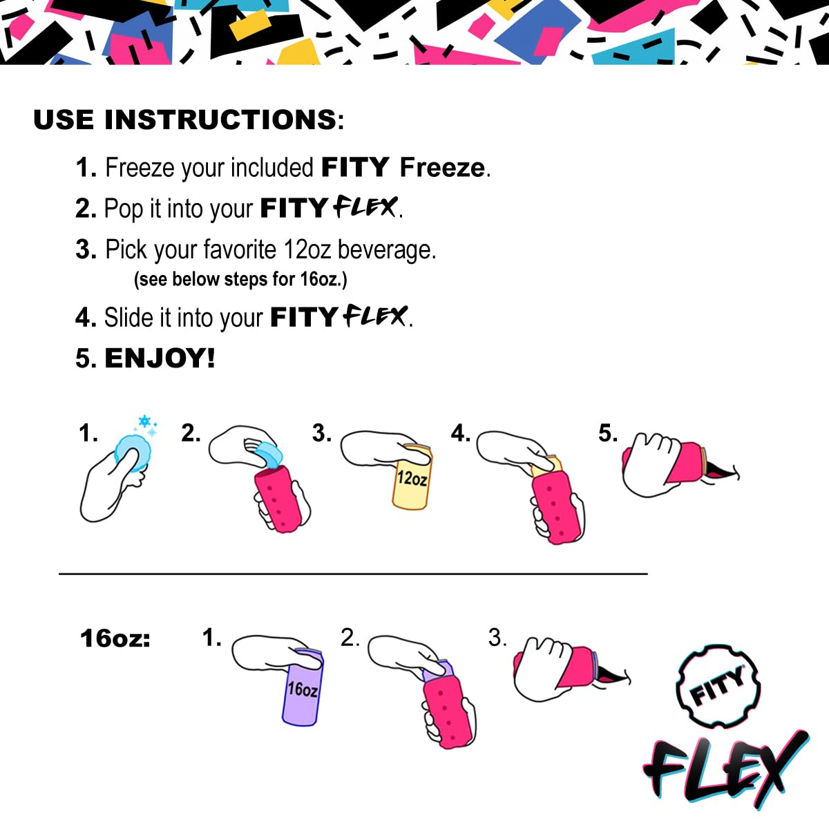 FITY Flex Premium 2-in-1 Can Cooler for 12oz & 16oz Cans – Soft, Lightweight EVA Sleeve – Shoe Charm Compatible, Grippy Feel + Freezable Insert (Sunburst)