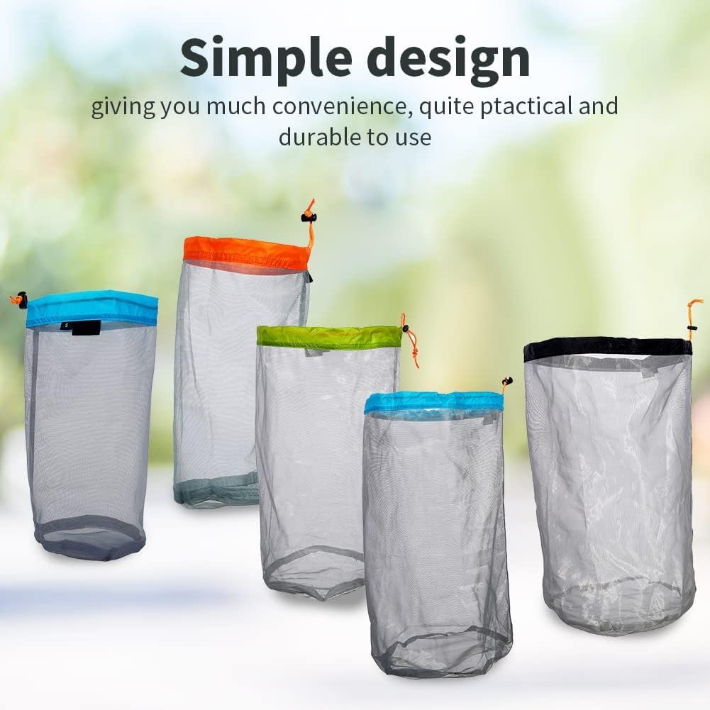 Mesh Storage Bag, Durable Nylon Drawstring Bag, Outdoor Storage Bag, Camping Essentials, Lightweight Hiking Bag, Travel Gear Organizer, for Camping, Hiking, Travel, and Picnic