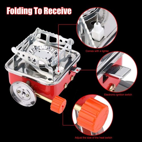 Camping Stove TOPINCN Portable Mini Outdoor Folding Metal Camping Gas Stove Windproof Furnace Backpacking Hiking