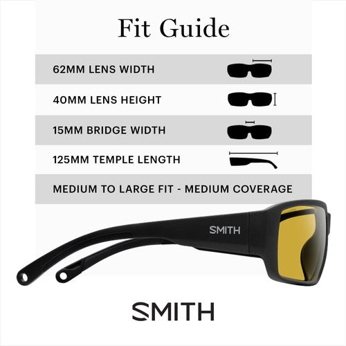 SMITH Optics Hookset Sunglasses – Sports Active Sunglasses for Fishing & More – For Men & Women – Matte Black + Low Light Yellow ChromaPop Glass Polarized Lenses