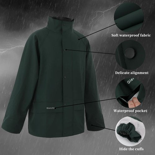 VUVEA Rain Suit For Men & Women Waterproof Heavy Duty Rain Gear Reflective Jacket & Bib Pants for Fishing Outdoor Work Raincoats