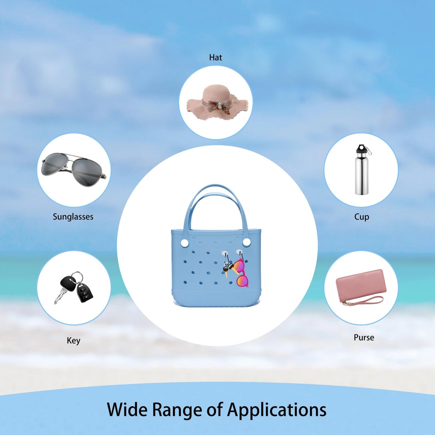 Generic 2Pcs Hooks Set Compatible for Bogg Bag, Insert Carabiner Key Chain Holder Charms for Bogg Bags, Compatible for Small & Large Beach Bags, Organize Valuables Accessories for Bogg Bags-White