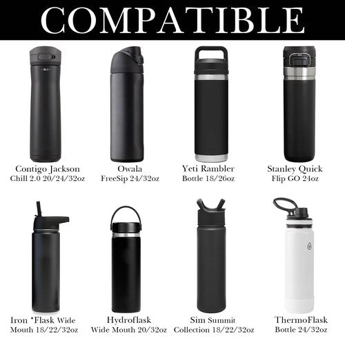 Linkidea Water Bottle Carrier with Strap Compatible with YETI Rambler Bottle 18oz/26oz, Owala FreeSip 24oz/32oz, Waterbottle Sling Bag Holder, Shoulder Strap with Phone Pocket (Black)