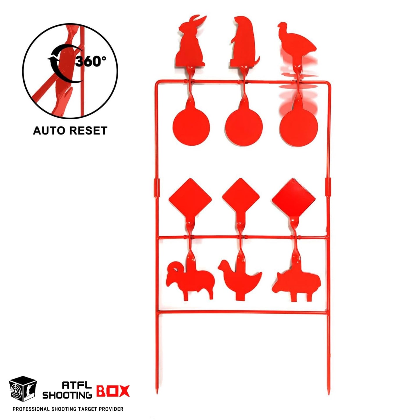 Atflbox Pellet Gun Target Animal Silhouette Heavy Metal Spinner Airgun BB Gun Shooting Target for Outdoor and Backyard, Rated for .177 .20 Caliber