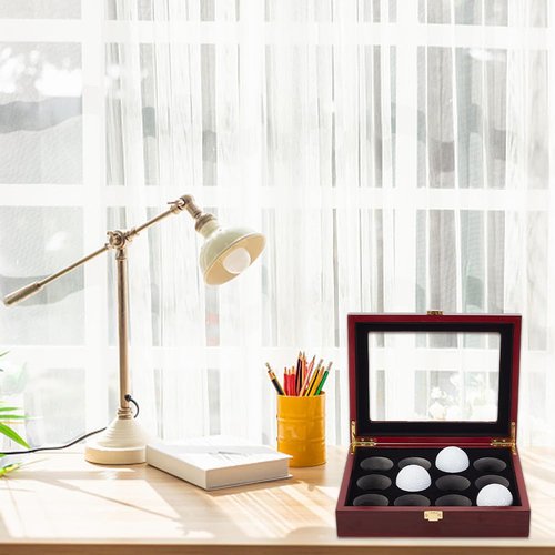 OLYCRAFT Golf Ball Display Case 12-Hole Wooden Display Box for Golf Ball Display Storage Box Golf Ball Wood Showcase Protected Cabinet Golf Rack for Golf Ball Collections 8.7x6.7x2.5 inch