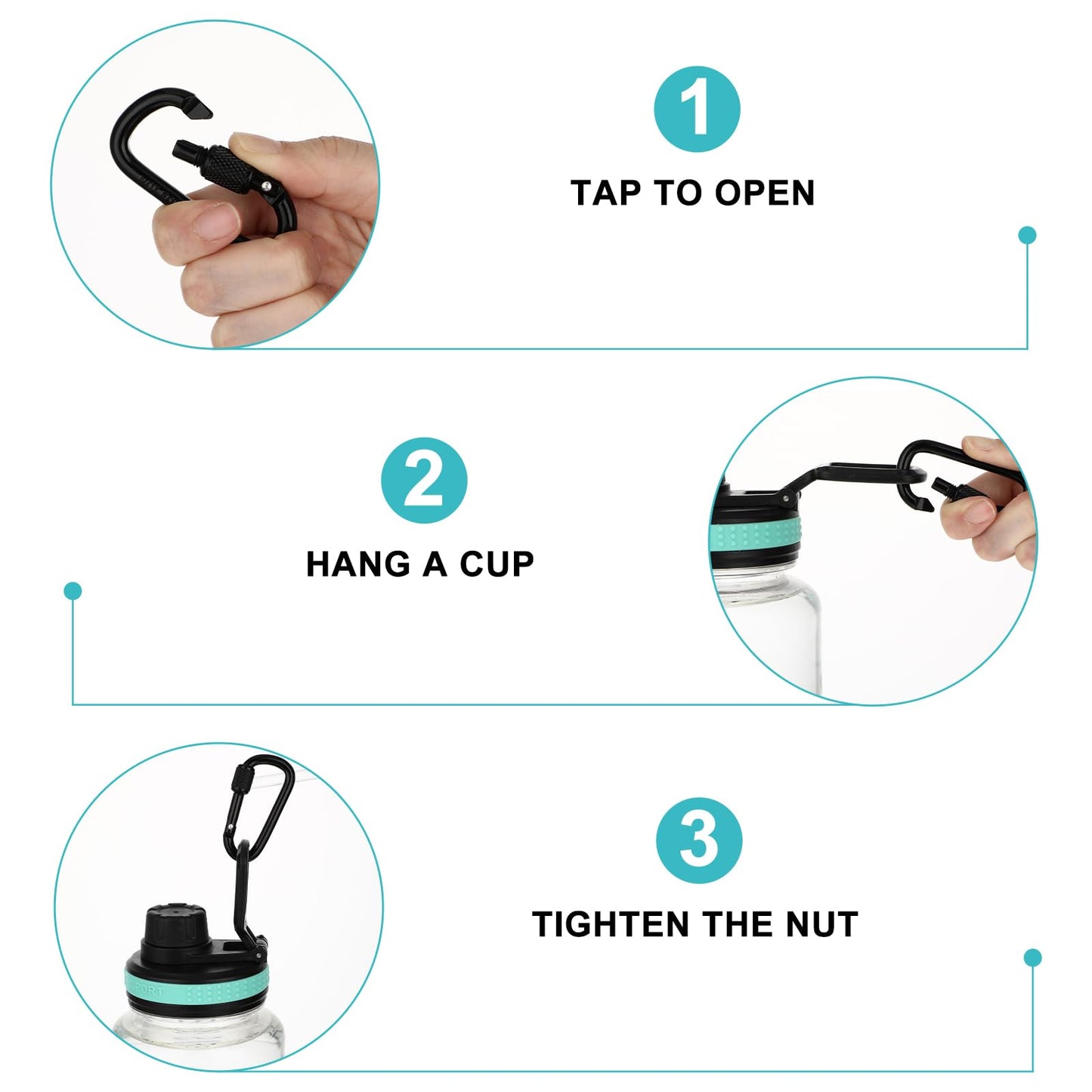 8 Pcs Locking Carabiner, Ymapinc D-Ring Locking Carabiner Keychain Hiking D Clips, Snap Hook Sport Accessories for Outdoor Camping Hiking Keychain Dog Leash