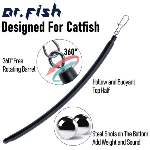 Dr.Fish 6 Pack Dragging Weights for Catfishing, Drifting Weight Freshwater Fishing Sinkers Bottom Search Slip Stick Trolling Catfish Tackle Gear 2oz