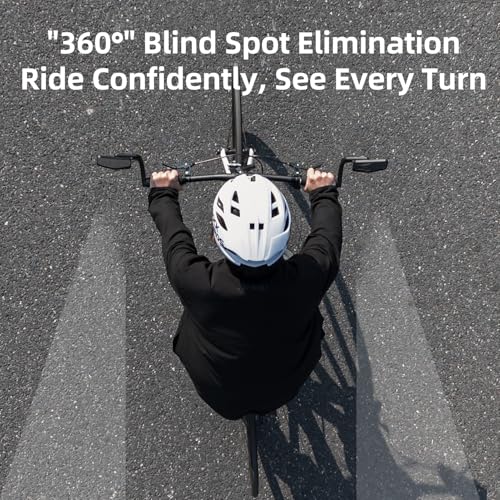 ROCKBROS Bike Mirror Handlebar Mount Bar End Mirror, 360¡Æ Adjustable Bicycle Mirrors for Handlebars, HD Automotive Grade Glass, Scratch-Resistant for E-Bike, MTB, and Electric Bicycles Left