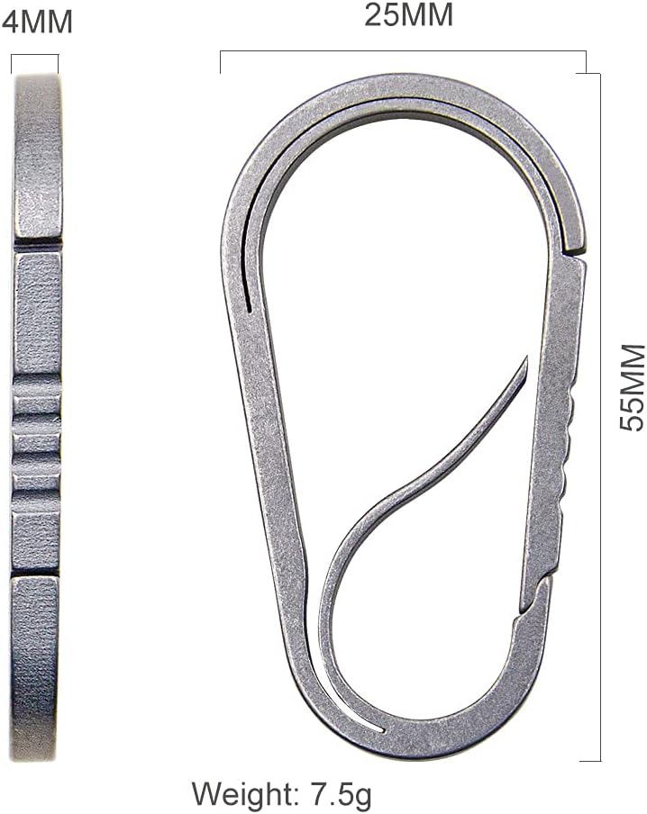TiTo Titanium Quick Release Carabiner Lightweight Keychain with Bottle Opener Key Clip for Sport Outdoor Hiking and Camping