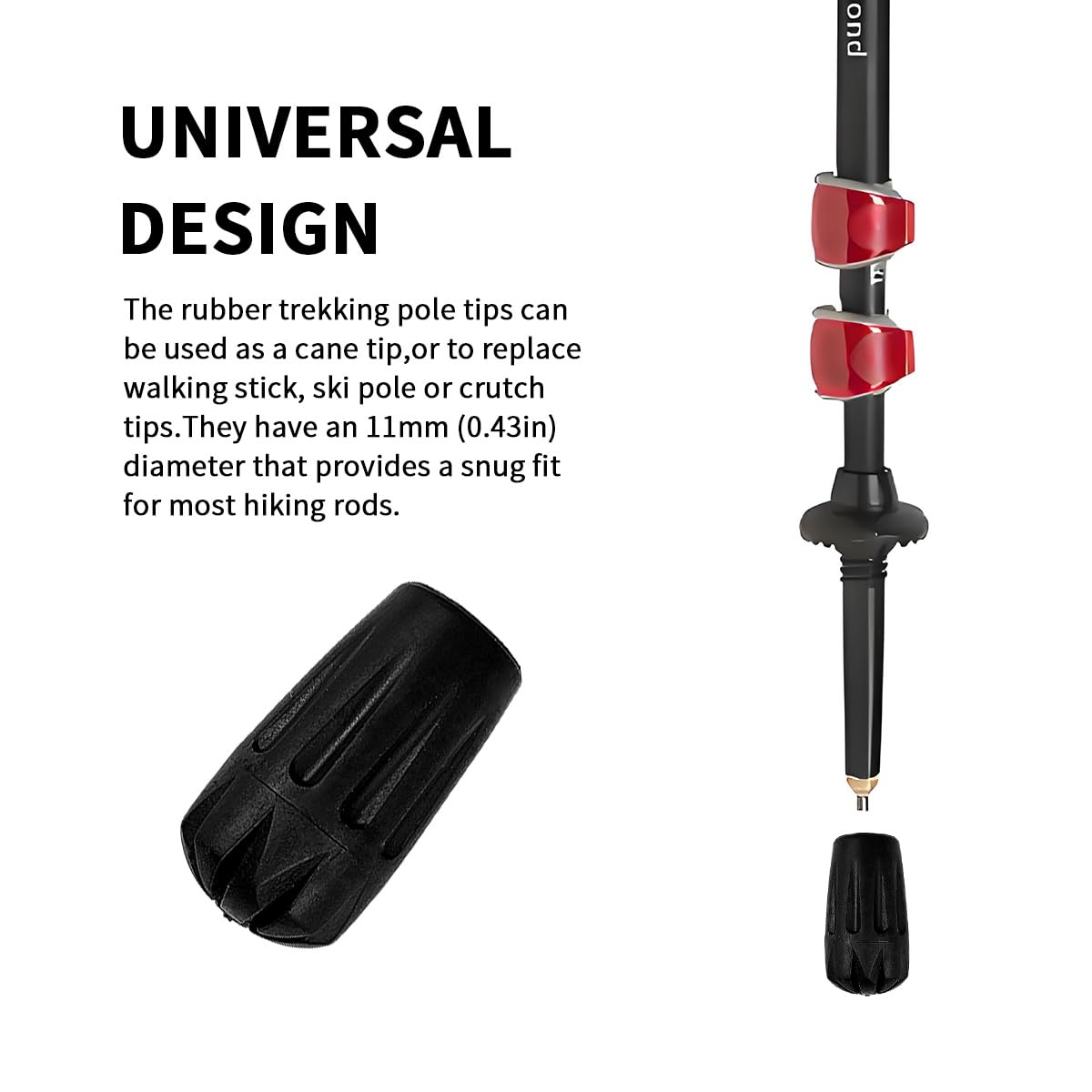 8Pcs Trekking Pole Tips Replacement Protectors,Rubber Tips for Hiking Poles Hiking Accessories Collapsible Walking Stick Tips,Fits Most Walking Poles(11mm Hole Diameter) (Walking Stick Tips)