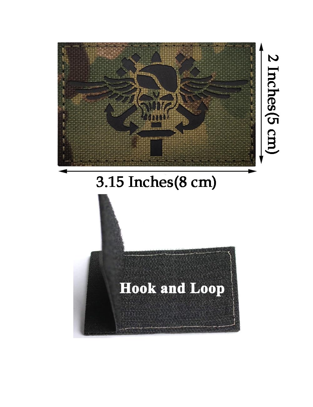 2 PCS AliPlus Wing Skull Patches IR Infrared Reflective Patch Laser Cut Patch Tactical Military Morale Patch Hook and Loop