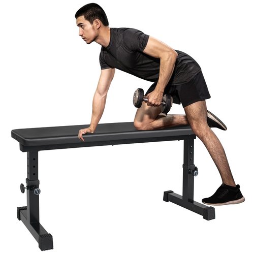 LSKSSNG Flat Weight Bench, Utility Workout Adjustable Height Weight Bench Press with Thick Cushion & Anti-slip Foot Pads, Compact Strength Training for Exercise & Fitness, Home/Gym Easy Assembly