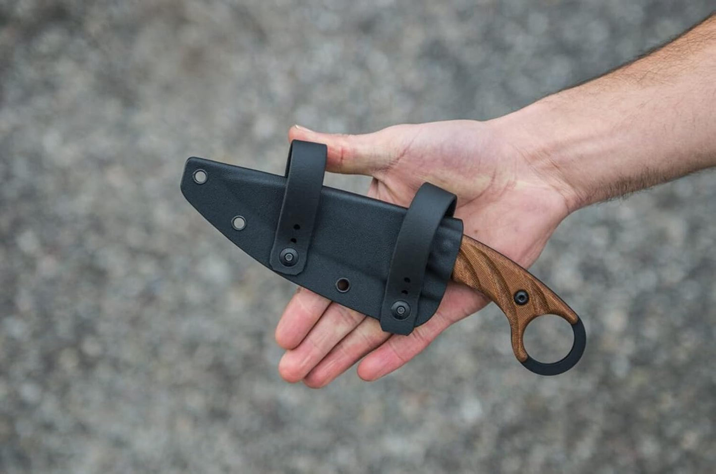 Tops Knives Cut 4.0 Full Tang Fixed Blade-Black Traction Coating Blade Finish-Black Kydex Sheath w/Beta Loop (Tan Canvas Micarta Handle)