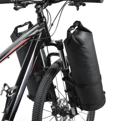SOUUXIU 2Packs Bike Fork Bags Waterproof Roll Top Design 5L/7L Bicycle Dry Bag Fork Sacks Cycling Pack Bike Pannier for Moutain Bikes Road Bikes Electric Scooters