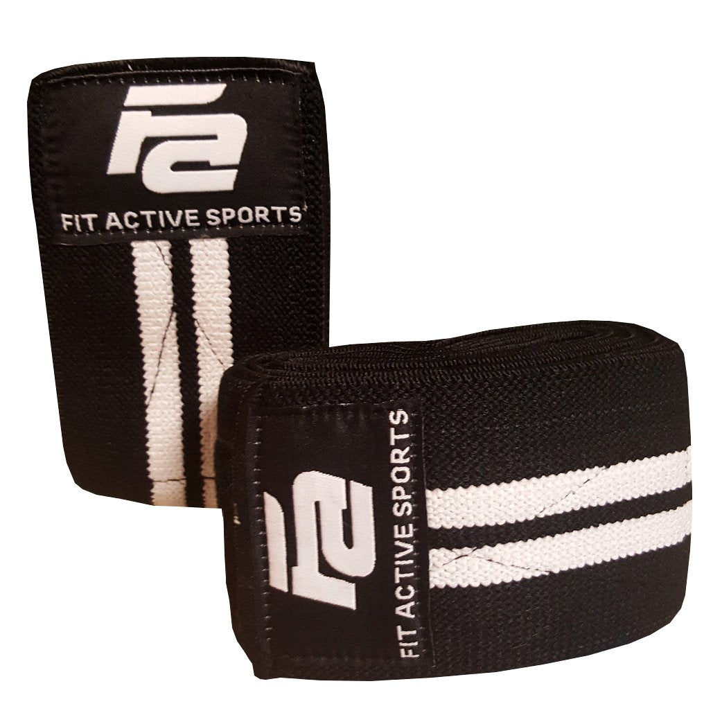 Fit Active Sports Knee Wraps for Weightlifting – 72” Elastic Knee Support Straps with Non-Slip Hook & Loop Closure – Knee Protection for Squats, Powerlifting, Cross Training – 1 Pair