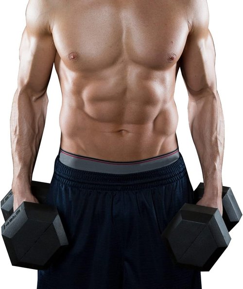 Hex Dumbbells Rubber Coated Cast Iron Hex Black Dumbbell Free Weights for Exercises 17.5 Pounds/Pair