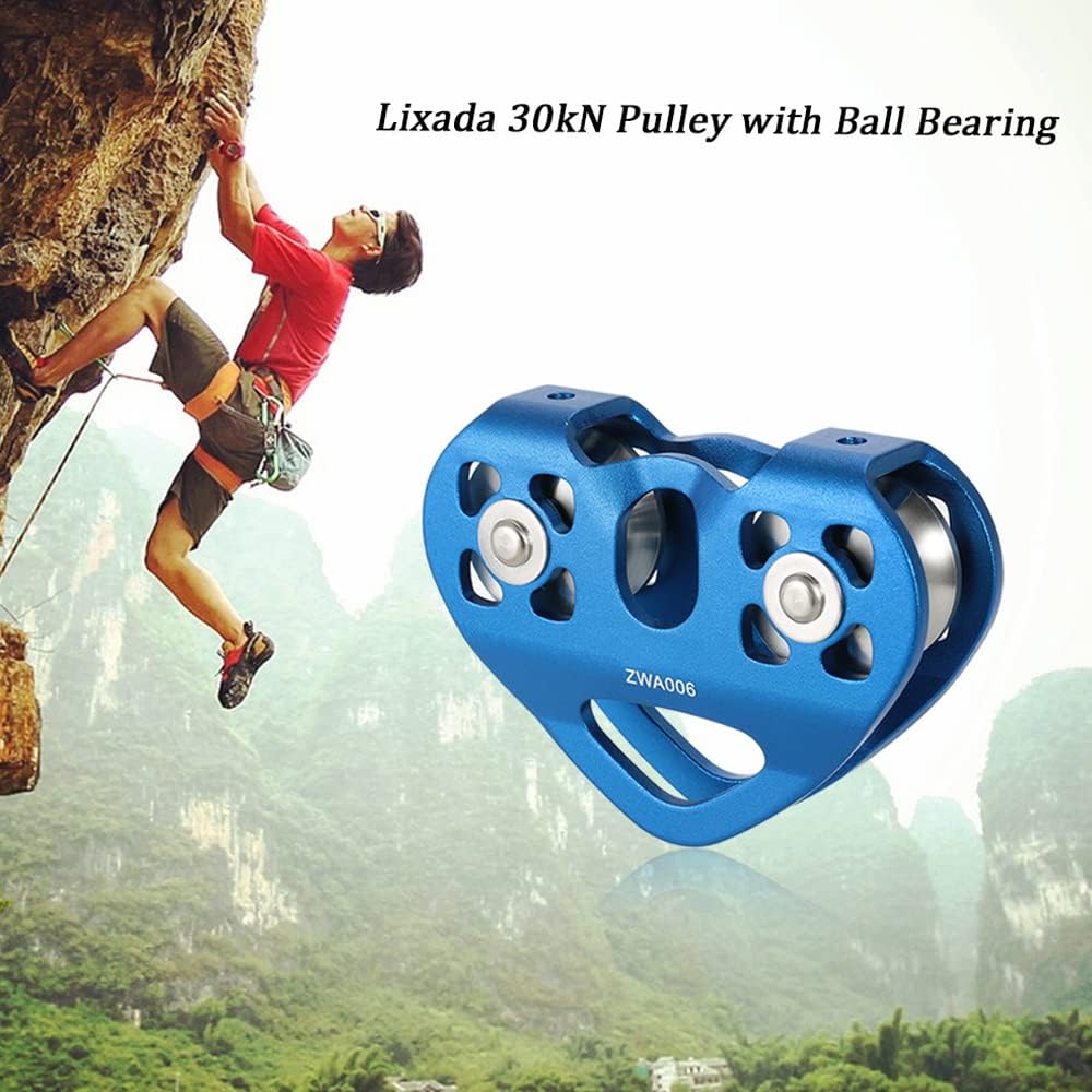 Lixada Zipline Pulley 30KN Trolley Rescue for 1/4 5/16 3/8 1/2 Cable Backyard Zipline, Hauling, Rigging and Commercial Purposes,Holds Upto 6700lbs