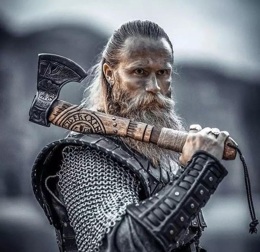 22-Inch Hand-Forged Viking Axe with Sheath, Hatchet with Sheath, Axe for Men, Survival Axe, Viking Bearded Camping Axe, Best Gift Axe