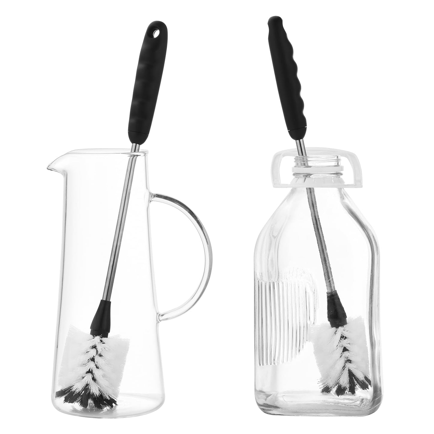 ALINK 5 Pack Water Bottle Brush Cleaning Set with Holder, Bottle Cleaner with Stand, Straw Nipple Lid Brush for Stanley 40OZ/30OZ Tumblers, Drinking Glass, Baby Bottles, Jugs - Black