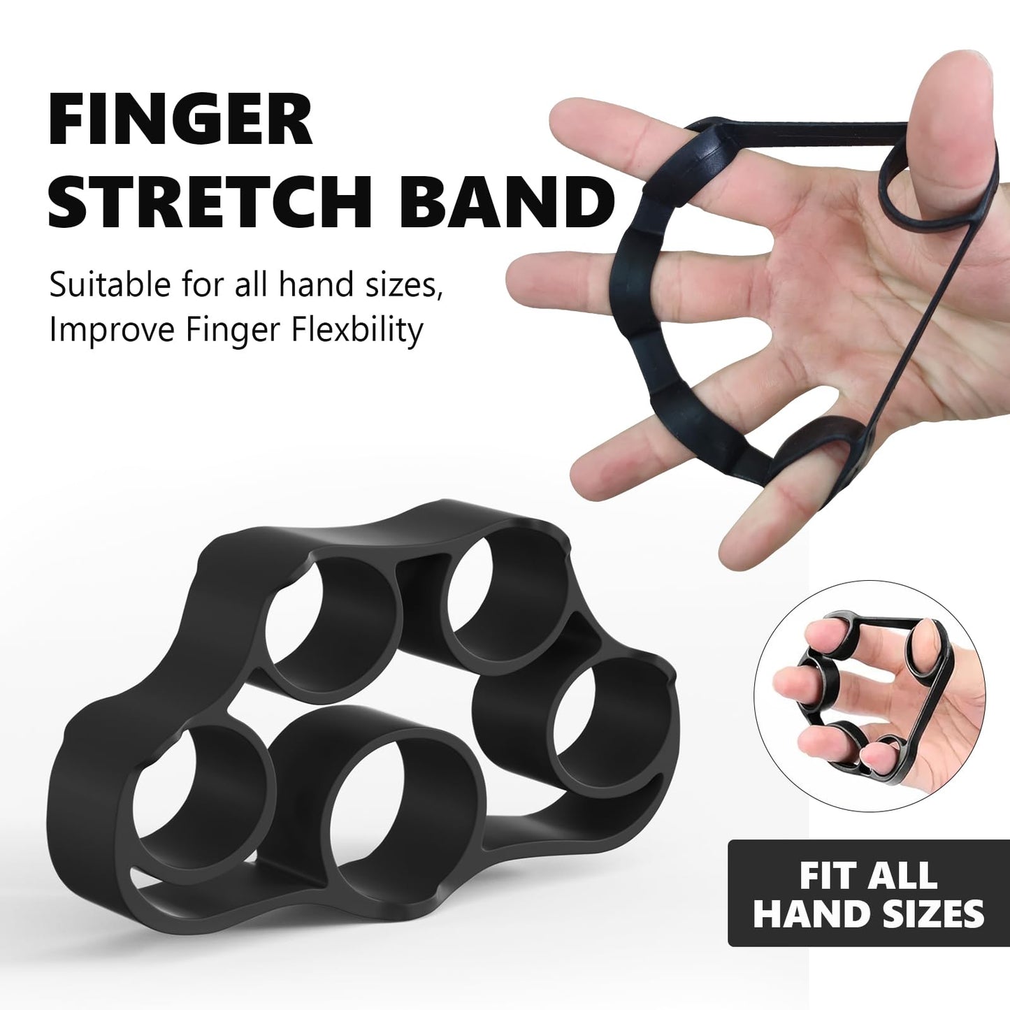 Hand Grip Strengthener Workout Kit Kit (8-Piece), 2 Adjustable Resistance Forearm Grippers, 2 Finger Stretchers, 2 Grip Rings and 2 Stress Relief Grip Balls for Muscle Building and Injury Recovery