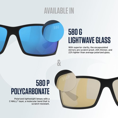 Costa Man Sunglasses Matte Black Frame, Green Mirror Lenses, 59MM