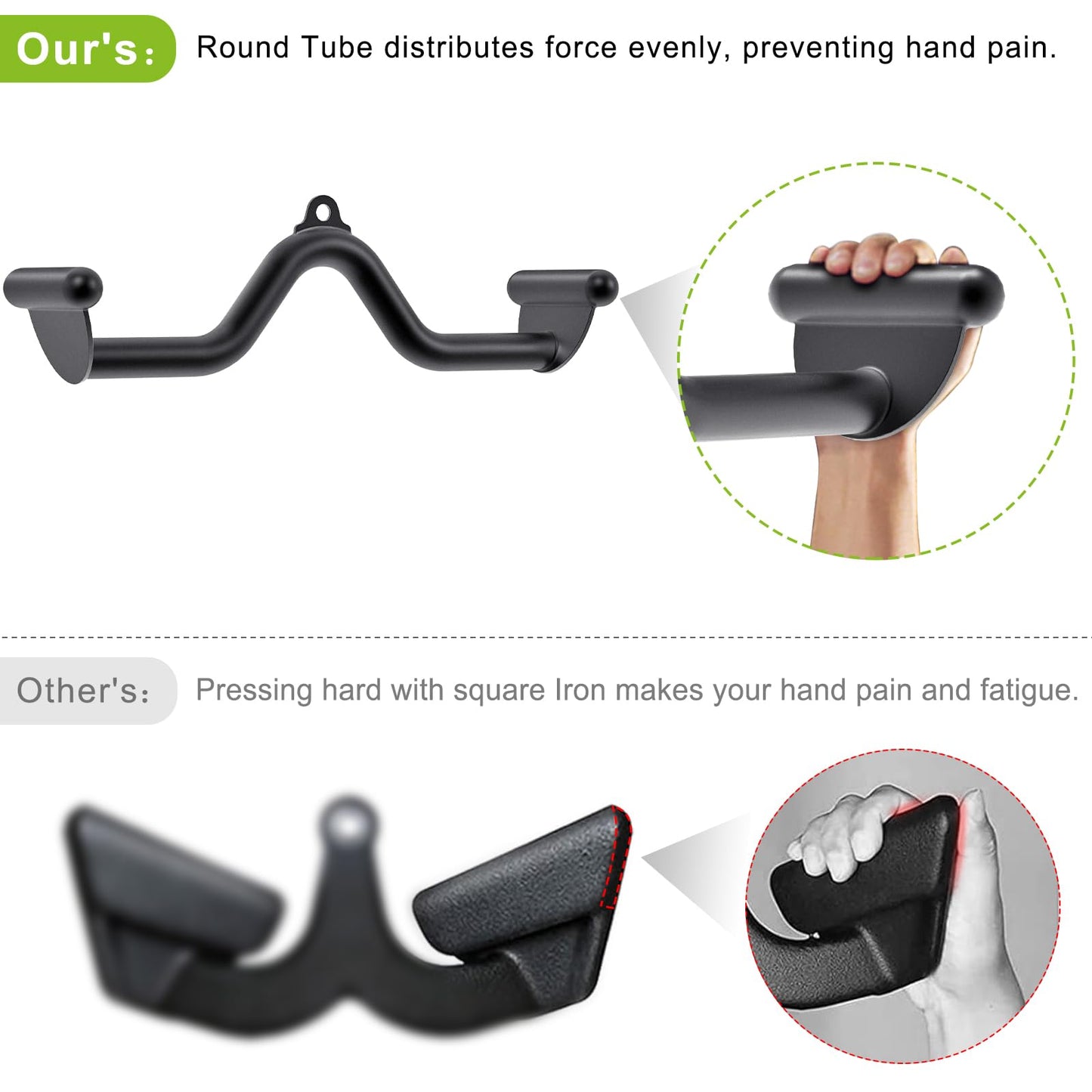 Kipika 20" LAT Pull Down Bars Cable Machine Attachment, Rowing T-bar V-bar Set, Back Strength Training Handle Grips for Cable Machine Rowing Machine