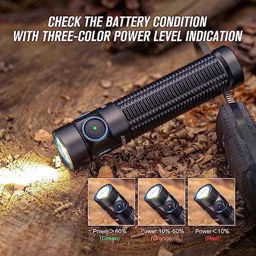 OLIGHT Baton3 Pro EDC Rechargeable Flashlights 1500 Lumens with Charging Cable, L-Shape Stand and High Performance Bright LED Flashlight for Camping and Emergency (Cool White Light: 5700~6700K)