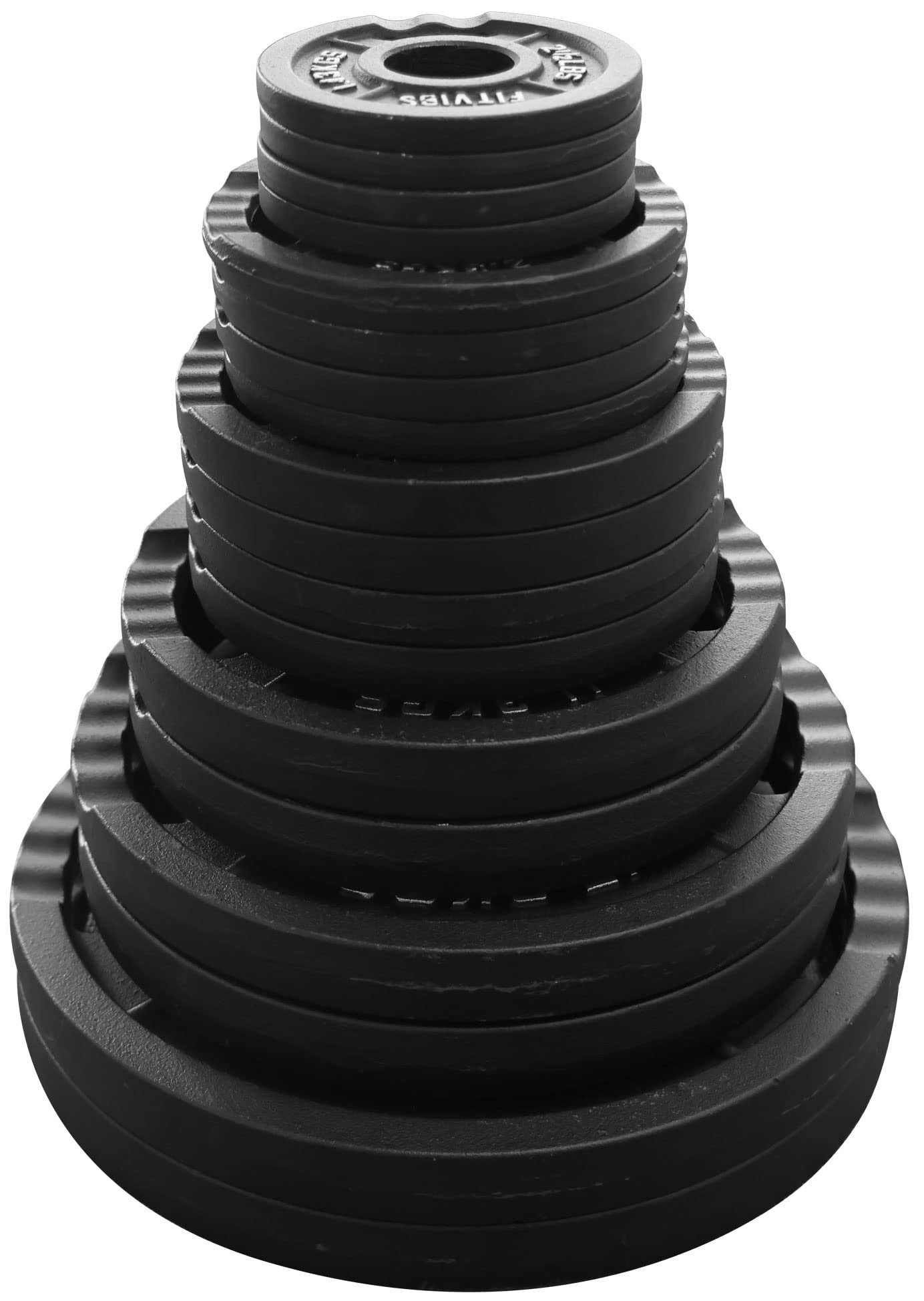 Signature Fitness Cast Iron Olympic 2-inch Plates Weight Plates for Strength Training, 280LB Set, Style #2, Black