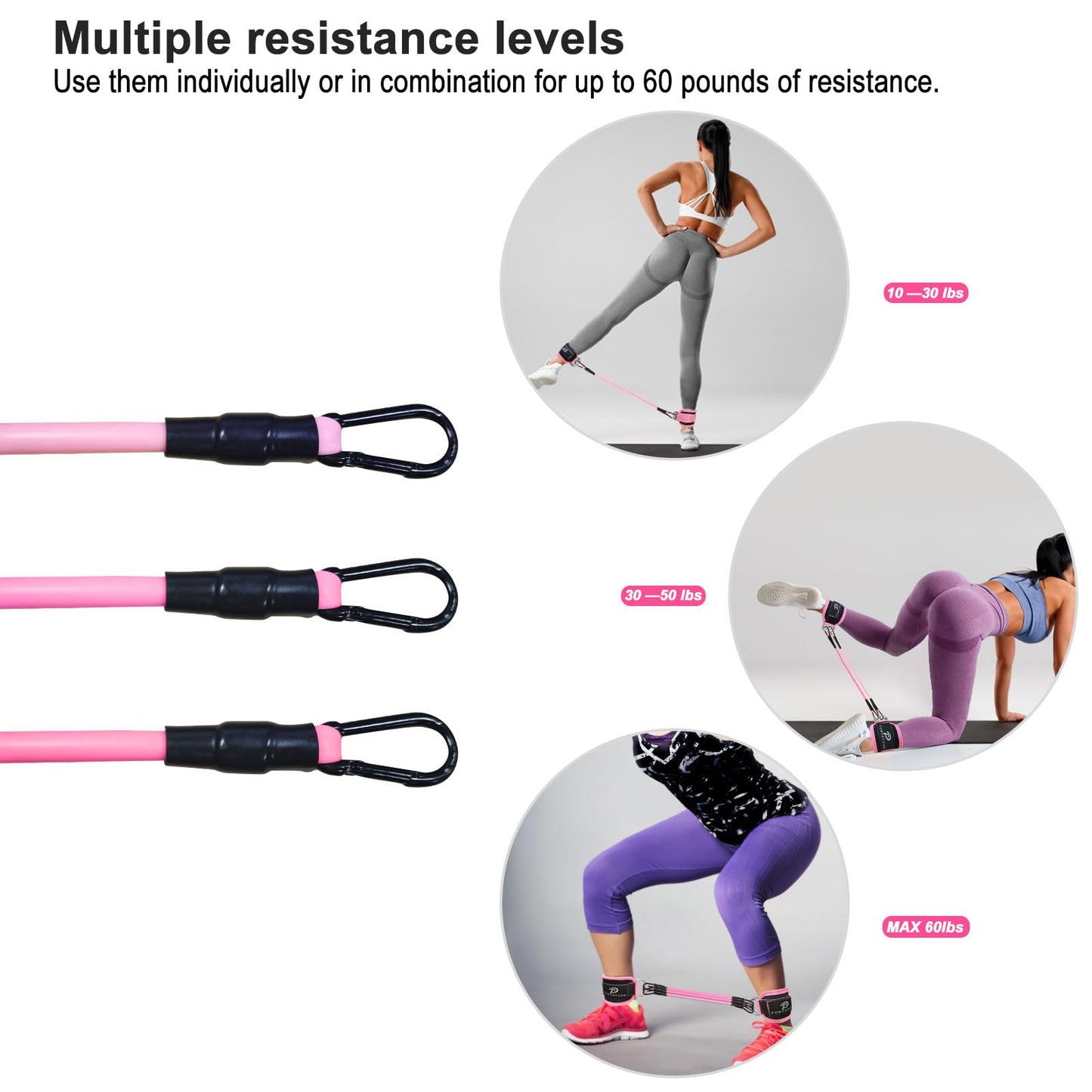Ankle Resistance Bands with Cuffs: Women Ankle Strap Band for Working Out - Ankle Resistance Bands for Glutes Hip & Leg Butt Training Workout Exercise Equipment