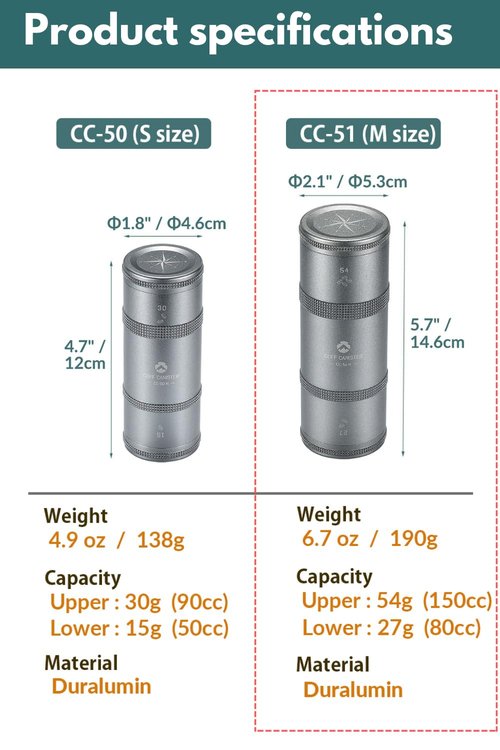 camping moon Coffee Canister 2-Stage CNC Cutting Duralumin CC-51-H