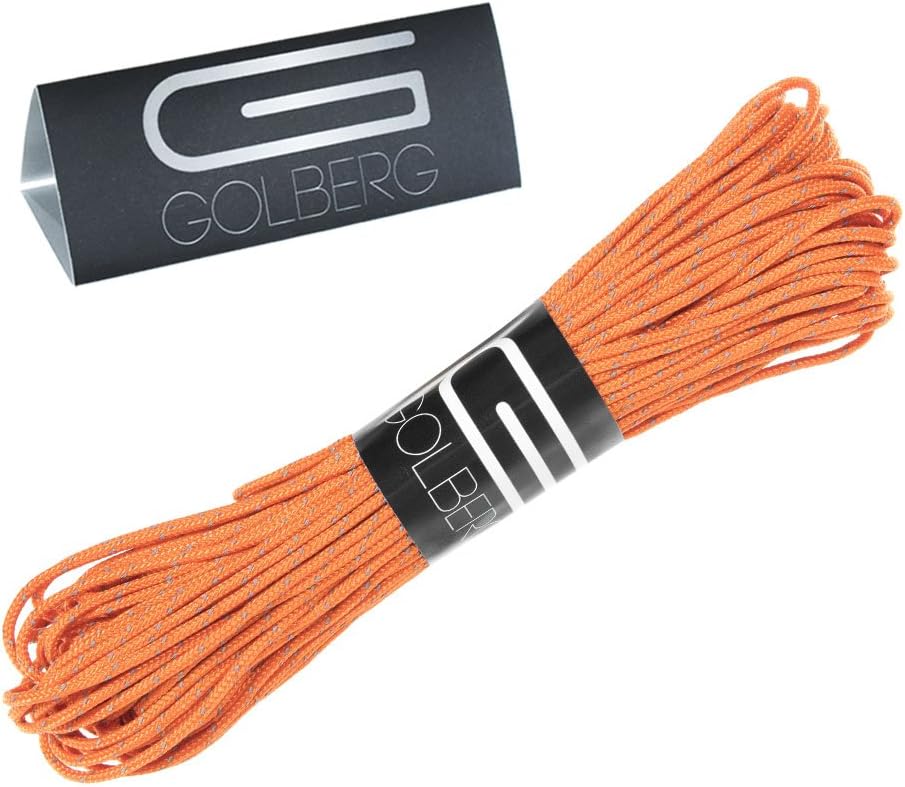 GOLBERG G 1.8mm Fluorescent Reflective 95lb Paracord – 20 Meters – Perfect for Guyline, Tent Rope, Camping, Hiking – (Reflective Neon Turquoise/Scarlet Red)