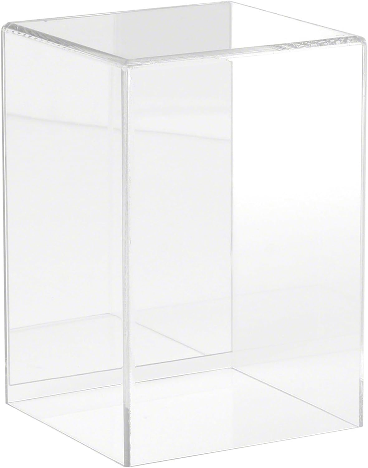 Plymor Clear Acrylic Display Case with Hardwood Base, 4" W x 4" D x 6" H