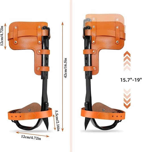 MYCGJH Upgrade Cow Leather Tree Climbing Spikes Set with Harness Belt, Scissors & Saw, Adjustable Tree Climbing Gear Pole Climbing Spurs Tool Tree Climbing Spikes for Outdoor Activities